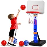 JKOKPMG Kinder Basketballkorb - Kinderspielzeug Basketball Hoop Outdoor Indoor Basketballkorb mit Ständer Höhenverstellbarer 5-Fach höhenverstellbar 70-138cm für Jungen Mädchen 3+ Jahre als Geschenk