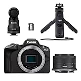 Canon EOS R50 Creator Kit Vlogging Kamera + RF-S 18-45mm is STM Objektiv + Griffstativ + Mikrofon - Spiegellose Kamera (Systemkamera, Digitalkamera mit Autofokus und Motiverkennung, 4K Video)