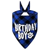 Oruola Hundehalstuch,71 cm lang Hunde Halstuch,Hundehalstuch Personalisiert Geburtstagsdekoration,Hund Geburtstag für kleine mittelgroße und große Hund,Blaue und Schwarze Streifen Hunde Bandana