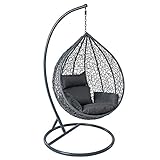 ESTEXO Polyrattan Hängesessel Hängekorb mit Gestell Rattan Hängestuhl Sessel Anthrazit