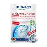 HEITMANN Express Spülmaschinen-Hygiene-Reiniger: Dreifach-aktiv-Formel gegen Fett, Kalk und Gerüche, Maschinenpflege im Kurzprogramm, Reinigt Geschirrspüler, Sprüharme & Filter, 30 g