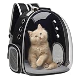 QLS Katzenrucksack – 40x30x28 cm – Transporttasche mit Belüftungslöchern für Katzen und kleine Hunde bis 7kg – Wasserdicht, Schwarz
