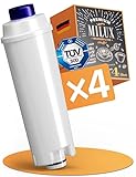 [4x] Wasserfilter für Delonghi DLSC002 | TÜV zertifiziert | für DLSC002, SER3017 & 5513292811 - einschließlich Versionen der ECAM, ESAM, ETAM Serie | VAF006 von Milux®
