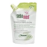 Sebamed Flüssig Wasch-Emulsion Olive Nachfüllbeutel 400 ml, die extra-milde, seifenfreie Reinigungsformel pflegt sensitive Haut und gleicht Feuchtigkeitsverlust aus