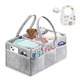 Esoes Wickeltasche Organizer mit Lätzchen Baby Windel Caddy Organizer Tragbarer filztasche mit fächern Windeleimer oder Spielzeugaufbewahrung für Kinder Car Wickel Bags (Grau)