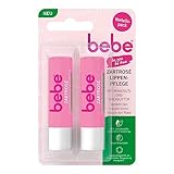 bebe Zartrosé Lippenpflege Duo (2 x 4,9 g), Lippenpflegestift mit Mandelöl & Sheabutter, verleiht trockenen Lippen einen Hauch von Rosé