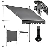 4smile Klemmmarkise Anthrazit 300 x 145 cm - Hochwertige Markise Balkon ohne Bohren - Effektiver Sonnenschutz mit UV40+ - Balkonmarkise für Balkon, Terrasse und Garten