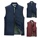 Warme Weste für Herren – Leichte Softshell-Weste für Herren, lässig, weich, Tank-Tops, Freizeit, Arbeitskleidung, ärmellose Jacke mit Taschen, durchgehender Reißverschluss, Golfweste, Winter