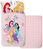 Bettwäsche Disney Prinzessinnen für Babybett oder mitwachsendes Bett, wendbarer Bettbezug, 100 x 135 cm + Kissenbezug 40 x 60 cm, 100 % Baumwolle