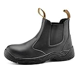 SAFETOE Sicherheitsstiefel Arbeitsschuhe mit Stahlkappe M8025 (S3 klassischer Artikel) von Anti-Punktion und wasserdichte, Schwarz, 47 EU