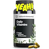 natural elements Daily Vitamins – 120 Multivitamin Kapseln – alle wertvollen Vitamine A-K – perfekt für Sportler – vegan, hochdosiert, ohne unnötige Zusätze – in Deutschland produziert & laborgeprüft
