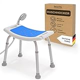 BenaVita Duschstuhl - Höhenverstellbar Duschhocker (45-65cm) mit rutschfesten Beinen für einen sicheren Halt I Belastbar bis 135 kg