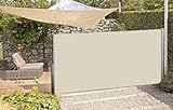 Seitenmarkise 140x300cm Markise Sonnenschutz Sicht Wind Schutz Trennwand beige Natur ausziehbar Sichtschutz Markisen Windschutz für Garten, Balkon, Terrasse