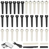 Stegstifte – Gitarrensaitenstifte, Musikinstrument-Zubehör-Set mit Abzieherentferner und Sattel für Anfänger, Aufnahmestudio, Bühne, Live-Auftritt, Zuhause, Klassenzimmer, Schule