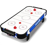 SereneLife Airhockey Tisch mit Luft – Air Hockey Spieltisch ideal als Gamer Tisch – Tischhockey für lustige Tischspiele mit Airhockey Pucks & Schieber – Robuste Air Hockey Tische Kinder & Erwachsene