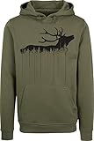 BADDERY Jäger Pullover Herren - Waldhirsch - Jagd Geschenk Männer - Kleidung Zubehör (Olive XXL)