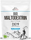 AlpenPower BIO MALTODEXTRIN 1 kg - 100% reines Maltodextrin DE 19 - Hochwertiges Kohlenhydratpulver ohne Zusätze - Ausgzeichnete Löslichkeit - Ideal für Kraft - und Ausdauersport