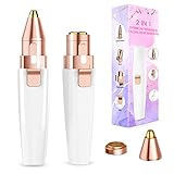 Augenbrauen Trimmer, 2 in 1 USB Augenbrauenrasierer Elektrisch und Gesichtshaarentferner für Frauen, Schmerzfreie Augenbrauen Epilierer Damen Für Körper Gesichtshaare Lippen Kinn, mit LED-Licht