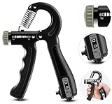 Adjustable Counting Grip Hand and Finger Trainer with Ergonomic Handle Fitness Strength Muscle Training Device