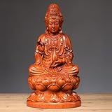 LJHNRFRDK Handgefertigte Guanyin-Statue aus Ebenholz, sitzender Lotussitz, dekorative Holzfigur 黑檀木观音像 (花梨观音菩萨(Palisander) 20 cm)