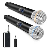 Kabelloses Mikrofon, HUACAM Handmikrofon, Metall, kabelloses Handmikrofonsystem mit wiederaufladbarem Empfänger, geeignet für Karaoke, Gesang, Partys, Hochzeiten, DJ, Reden, 60 m, HDMIC-5802