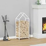 CIOURSTO Brennholz Blockregal, Kaltes Metall mit Folled Steel, Innen-/Außenprotokollspeicher, Um Fäulnis für den Kaminholz zu Verhindern (40 x 25 x 90 cm)