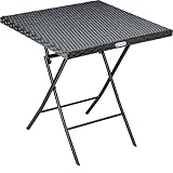 Casaria® Gartentisch Wetterfest Klappbar 65x65cm Balkontisch Polyrattan Outdoor Klein 60kg Belastbarkeit Klapptisch Garten Terrasse Balkon Camping Tisch Schwarz