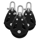 Abaodam 3 Stück Rollenzubehör Yacht-riemenscheibe Kajak Riemenscheibe Kabelzug-kit Gewichtsrolle Seilzug Für Das Fitnessstudio Riemenscheiben Riemenscheibe Für Segelboote Nylon Black