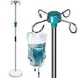 Infusionsständer, Höhenverstellbar 113cm-195cm, Mit 4 Haken und Robuster Basis, Tragbarer Medizinischer Infusionsset Infusionsbeutelständer Mit Abnehmbarem Infusionsbeutelhalter
