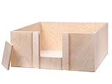 Alsino Wurfbox Welpenbox Wurfkiste Welpenkiste für Hunde & Katzen Bett, aus Holz - handgefertigt - Maße: 60 x 60 x 25 cm