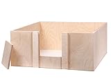 Alsino Wurfbox Welpenbox Wurfkiste Welpenkiste für Hunde & Katzen Bett, aus Holz - handgefertigt - Maße: 60 x 60 x 25 cm