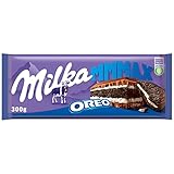 Milka OREO 1 x 300g I Großtafel I Alpenmilch-Schokolade I mit Milchcréme-Füllung und OREO Keks I Milka Schokolade aus 100% Alpenmilch I Tafelschokolade