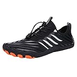 Mesh Leichte Wanderschuhe Sommer Wasserschuhe Herren und Damen Schnell Trocknend Schuhe Wandern Schwimmen Tauchen Schuhe Tracing Schuhe Elastische Schnürschuhe Streifen Mode Stil, Schwarz , 37 1/3 EU