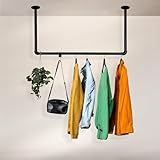 RSR Hangers Kleiderstange Garderobe Industrie Design für Decke | Breite 100 cm x Höhe 60 cm | Deckenmontage | Garderobenstange | Ankleidezimmer | Schlafzimmer | Flur | begehbarer Kleiderschrank