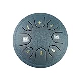 Yunseity Stahlzungentrommel, 4 Zoll, 8 Noten, C-Taste, Kompaktes Schlaginstrument für Yoga, Meditation, Tragbare Handpan-Trommel für Anfänger (Dunkelblau)