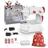 KPCB Nähmaschine Kinder mit DIY Taschenmaterial für Weihnachten, Kindernähmaschine mit Fingerschutz und Nähzubehör für Anfänger