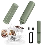 CIRCLE JOY Elektrischer Milchschäumer Wiederaufladbar, Stabmixer mit Doppel-Schneebesen, Tragbarer Milchaufschäumer Stab Handheld Schaumbereiter für Kaffee, Cocktails, Cappuccino, Latte, Grün