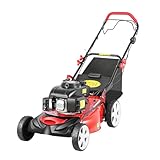 Fridgestea Benzin Rasenmäher, 4 Takt 140CC 5 PS Benzinrasenmäher | OHV Motor | 51 cm Schnittbreite | 25-80mm Schnitthöhe | 60L Fangkorb