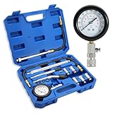 Wvoillty 11tlg Auto Kompressionstester-Satz für Benzinmotor 0-300 PSI / 0-20 Bar, KFZ Benzin Motor Kompressionsprüfer, Zylinderdruck Kompressionsmesser