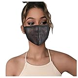 BOBOLover - Netz Masken Mundschutz, Waschbar Schutzmaske Mund-Nasenschutz Halstuch Maske, Atmungsaktiv Reusable Mask für Damen Herren (Schwarz, 22x14.5cm)