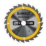 Dewalt Construction Bau-Kreissägeblatt für Handkreissägen DT1934 (165/20TK, 24WZ, 10°, für universellen Einsatz auf Handkreissägen, extrem robust & nagelfest)