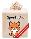 Holzwurm Spardose Kinder Holz - hochwertiges Sparschwein...