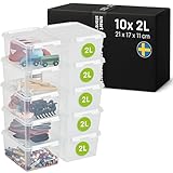 SmartStore - 10x Aufbewahrungsbox mit Deckel Classic 2L (21x17x11cm) | Stapelbare Box mit Deckel | Lebensmittelechte Kunststoffbox | Plastikbox mit Deckel & verstärkten Ecken | 10 Jahre Garantie