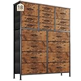 CAIYUN Hochschrank fürs Schlafzimmer, Stoffbezogene Kommode mit 18 Schubladen, Aufbewahrungsturm & Organisationseinheit, Stauraumschrank, für Flur und Kleiderschrank, Stahlgestell (Vintagebraun)
