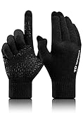 TRENDOUX Handschuhe Herren Winter Warm: Dick Warme Thermohandschuhe mit Touchfunktion Fingerkuppen Schwarz L