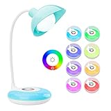 mafiti Schreibtischlampe Kinder, Tischlampe LED, 20 LED Dimmbare Nachttischlampe mit Touch Control, 3 Helligkeitsstufen und RGB 256 Farblicht für Lesen, Studieren, Arbeit