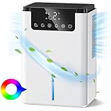 Luftentfeuchter Elektrisch, TUKIMA 2200ml Entfeuchter Automatischer Entfeuchter Tragbarer Raumentfeuchter Leise Dehumidifier Mit Timer-Funktion & Farbige Nachtlicht