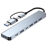 7-in-1 USB-C Hub mit USB 3.0, USB 2.0, 5W PD, SD/TF Kartenleser für Laptop, MacBook, Pro, XPS, PC