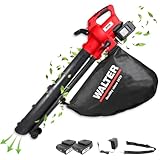 WALTER Professional Li-Ion Akku-Laubbläser und Laubsauger 40V, Blasgeschwindigkeit: 160-210 km/h, Einsaugvolumen 10,3 m³/ min, Laubsackkapazität: 45 l, geringes Gewicht von nur 3,4 kg, inkl. Tragegurt