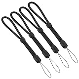 4 Stück Kamera Handschlaufe Verstellbare Paracord Handschlaufe Universal Nylon Handy Lanyard für Kamera, Handy, USB-Stick, Taschenlampe, Autoschlüssel (20 cm, Schwarz)